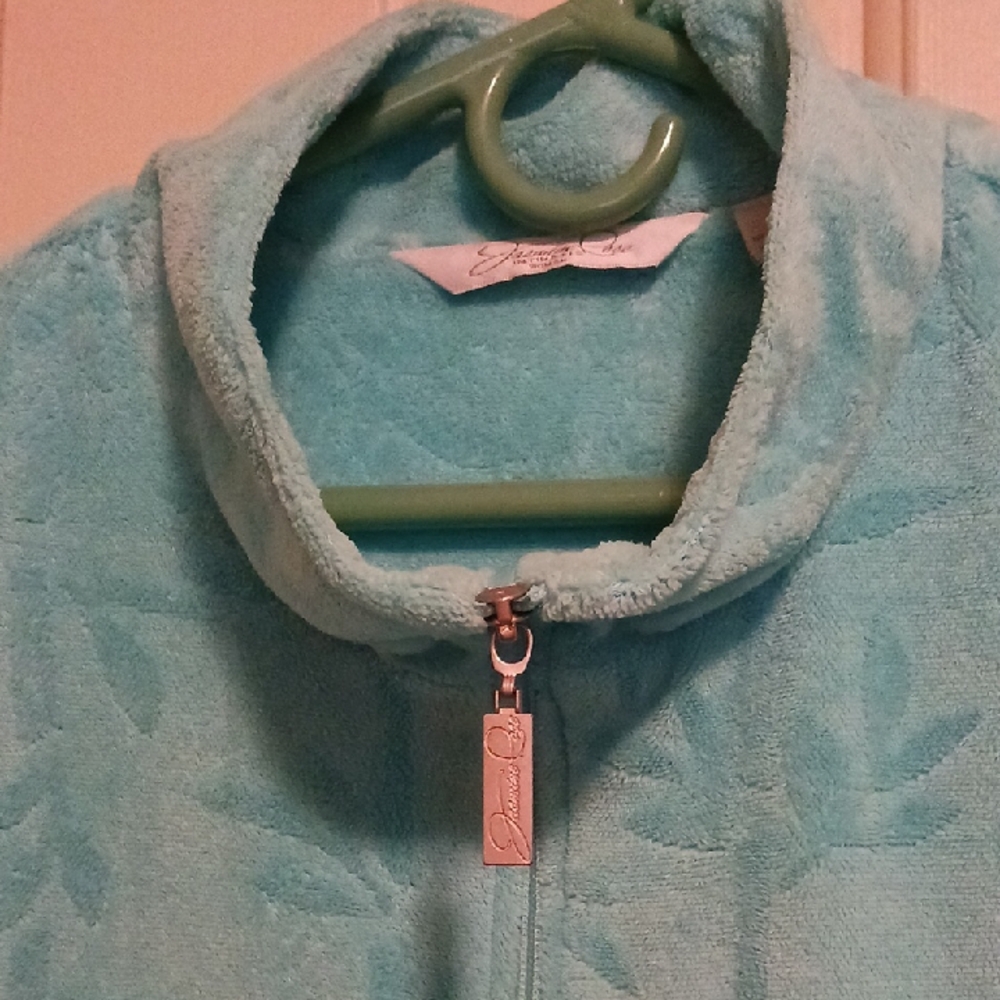 Teal Zip-Up Robe - Picture 2 of 4